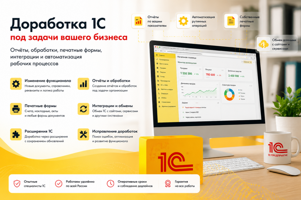 Доработка 1С в Твери — отчёты, обработки, интеграции и автоматизация